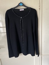 Bonmarche Ladies Black Sequin Trim Open Cardigan With Top Button