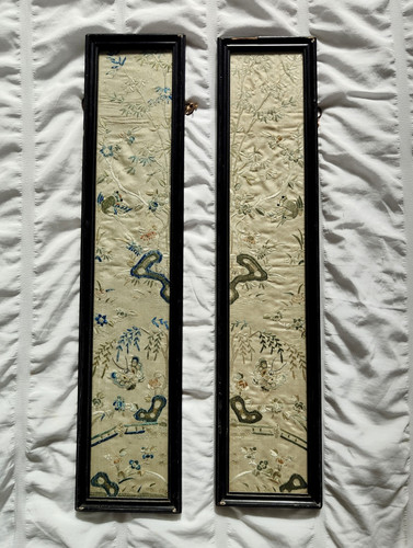 Antique framed chinese silk - framed,