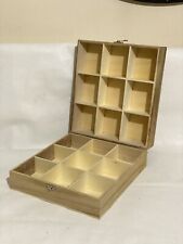 Pine Wooden Storage Box Double Sided Compartments 18 Comps 13.5x26x9.5cm