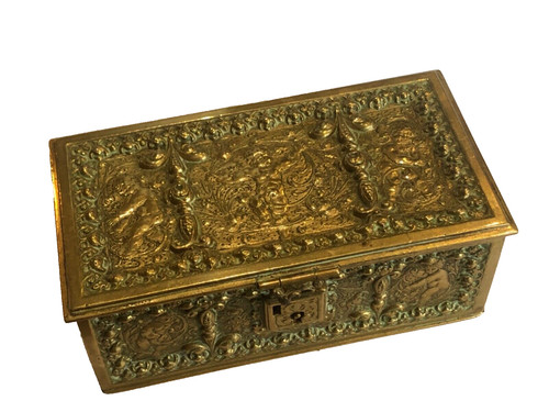 Antique bronze jewelry box - bronze,