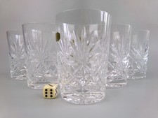 Cut Crystal Glass Tumblers x 6. Vintage Bohemian Water / Whiskey Set. 250ml 4"