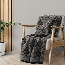 Damask Chenille Jacquard Sofa Armchair Single Bed Blanket Throw, 125 X 150Cm