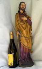 Large Vintage Hand Carved Wood Saint Joseph Carpenter Statue Figure Sculpture