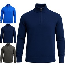 Mens Quarter Zip Knit Fisherman Half Zip Jumper Weaved Cardigan Sweater