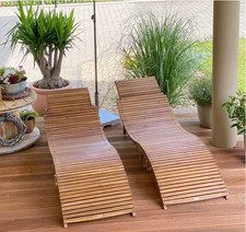 Wooden Sun Lounger Outdoor Set