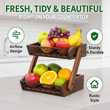 2 Tier Wooden Fruit Basket for