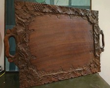 GORGEOUS ANGLO INDIAN CARVED WOODED TRAY CIRCA 1920