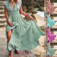 Womens Boho Floral Maxi Long