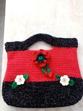Handmade crochet flowery handbag