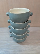 Vintage Bourne Denby Manor Green Stoneware Soup Bowls With Handles Set of 5