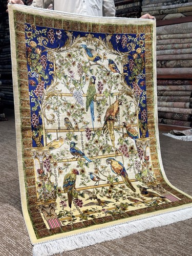 3x5 silk rug - 3x5, parrots