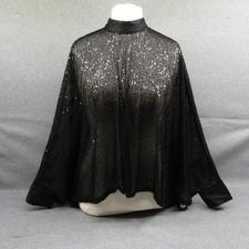 Women's Sequin Poncho Black Medium 12/14 Sparkle Clubbing Party