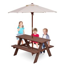 3 in 1 Kids Picnic Table Children Outdoor Garden Activity Table Wooden Benches