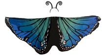 Kids Butterfly Wings Cape Headband Girls Fairy Shawl Cloak Fancy Dress Costume