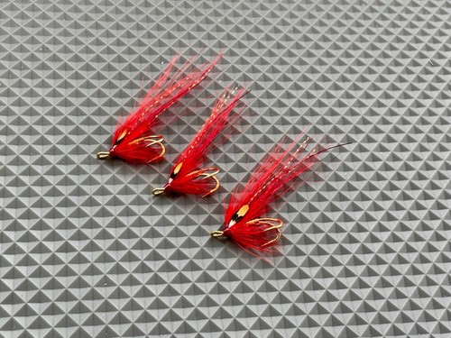 Salmon flies red - salmon, 3x