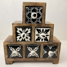 Ceramic And Wood 6 Drawer