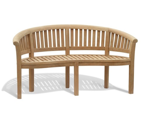 Teak outdoor banana bench - teak,