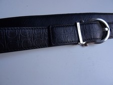 Men's Vintage Salvatore Ferragamo Black Patterned Belt Fits 32" waist up to 38"