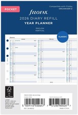 Filofax Pocket Size 2026 Year Planner Vertical Refill 26-68202
