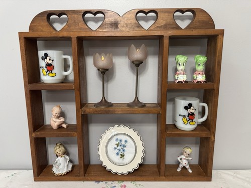 Vintage wood heart wall shelf - wall,