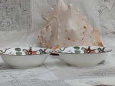 Pair of Crown Staffordshire Hunting Scene Hunters Horses Dogs Coupe Bowls 6.25"