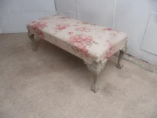A Georgian Style Oak Floral Upholstered Footstool / Window Seat / Bench