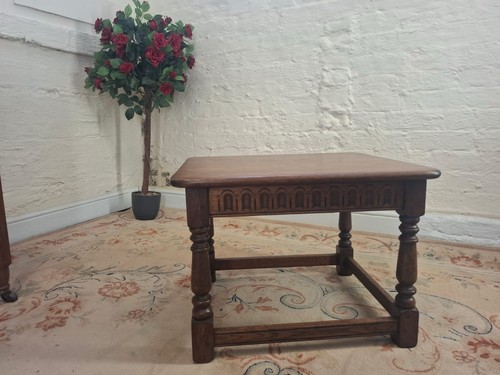 Vintage solid oak carved side - oak,