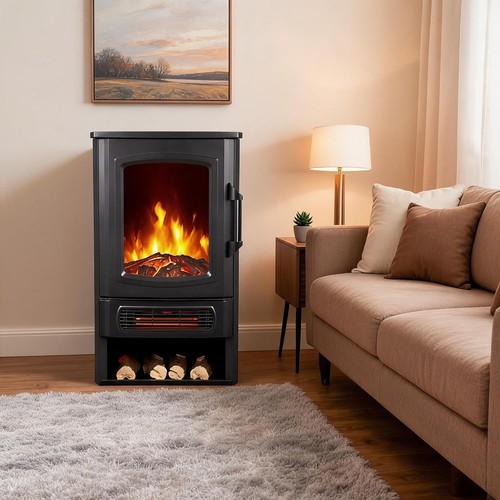 Electric fireplace log burning - fireplace,