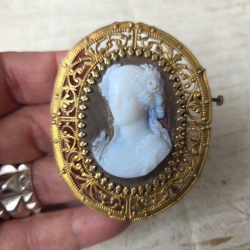 Large glass cameo brooch - large,