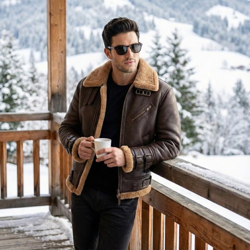 Men shearling bomber - b3,