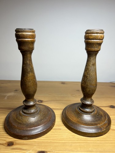 Vintage wooden candlestick - vintage,