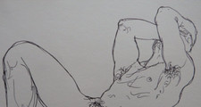 Male Nude Ink Drawing of a