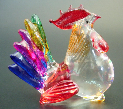 Hand blown glass - glass, cockerel