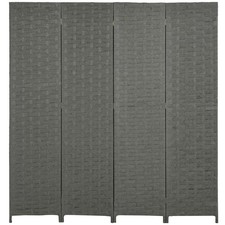 HOMCOM 4 Panel Folding Room Dividers for Wall, Privacy Screen Panels, Grey