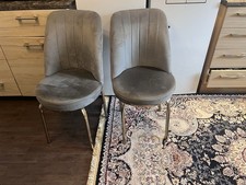 2 x Dwell Grey Velvet Dining Chair Kitchen Home Dining Room
