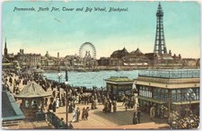Vintage Postcard Promenade Blackpool England Big Wheel