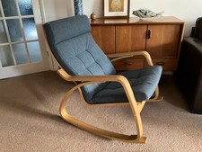 Ikea Poang Rocking-chair, oak veneer/Gunnared blue, 