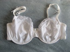 M&S Per Una 38D white cotton-rich underwired bra with heavy lace trim. NEW