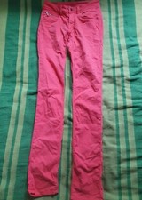 Pepe Jeans Ladies Denim Pants New Brooke Coral Colour W27 L34 Mid Waist Slim New