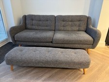furniture village 4 seater sofa grey with bench footstool
