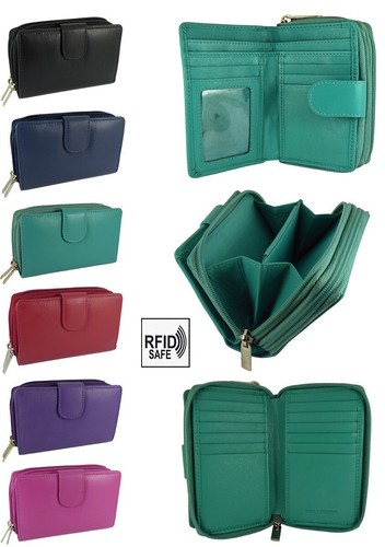 Real leather double zip around - double, zip-around