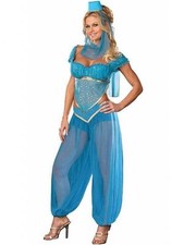 Ladies Sexy Princess Jasmine Costume Adult Genie Belly Dancer Fancy Dress Hen Pa