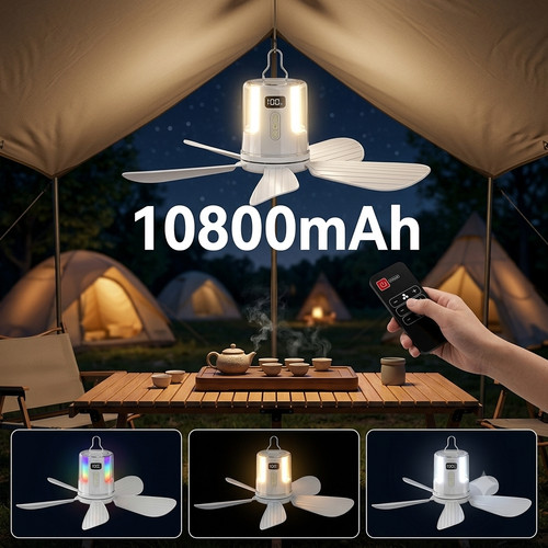 Camping tent fan with led - fan,