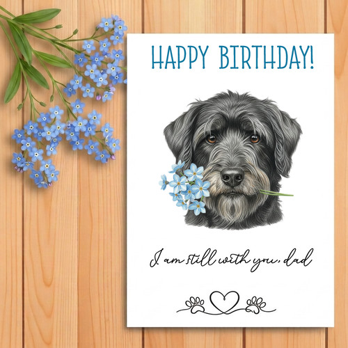Briard dog birthday card from - briard,