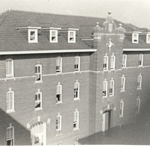 C1930s brick campus dormitory - campus,