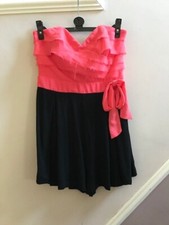 LIPSY BLACK & ORANGE HOTPANTS ALL IN ONE PLAYSUIT SIZE 12 UK