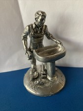 English Miniatures Plumber Fine Art Sculpture Tradesman Pewter Vintage