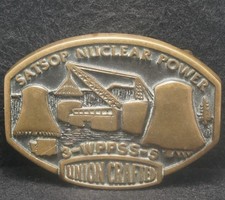 XD15108 VINTAGE 1982 ***SATSOP NUCLEAR POWER*** UNION CRAFTED ENERGY BELT BUCKLE
