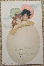 Raphael Kirchner Glamour Women in Egg, Fantasy Artist Illustrated Postcard 1902