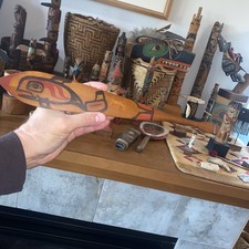 Fine Old Northwest Coast Tlingit Dance Paddle. Native American Paddle. 